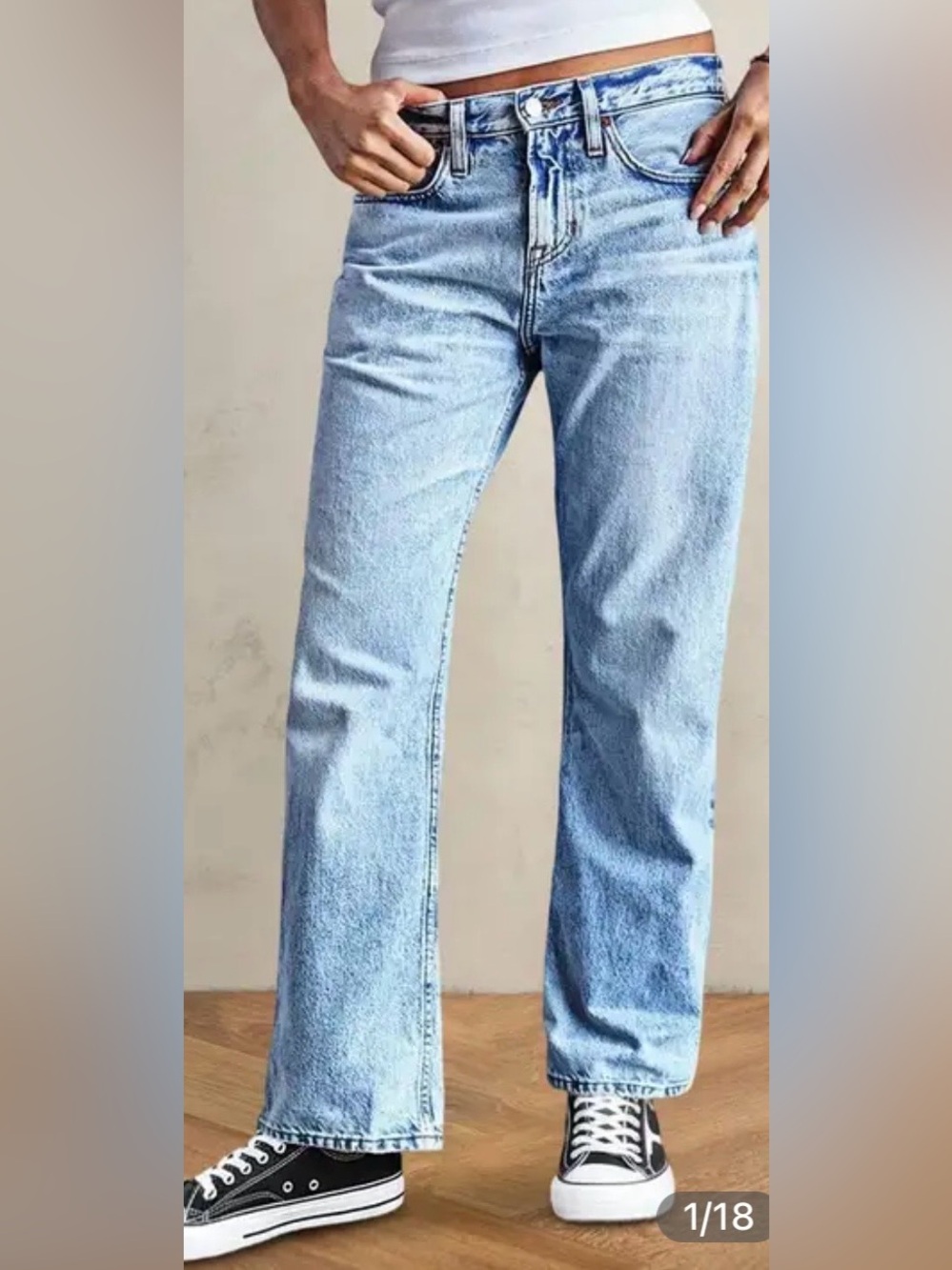 Flamingals Wash Stretchy Mid Waist Straight Leg Jeans